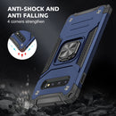 For Samsung Galaxy S10+ Magnetic Armor Shockproof TPU + PC Case with Metal Ring Holder(Blue)