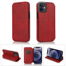 Strong Magnetic Closure PU + TPU Leather Case with Card Slots & Holder For iPhone 12 mini(Red)