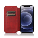 Strong Magnetic Closure PU + TPU Leather Case with Card Slots & Holder For iPhone 12 mini(Red)