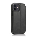 Strong Magnetic Closure PU + TPU Leather Case with Card Slots & Holder For iPhone 12 mini(Black)