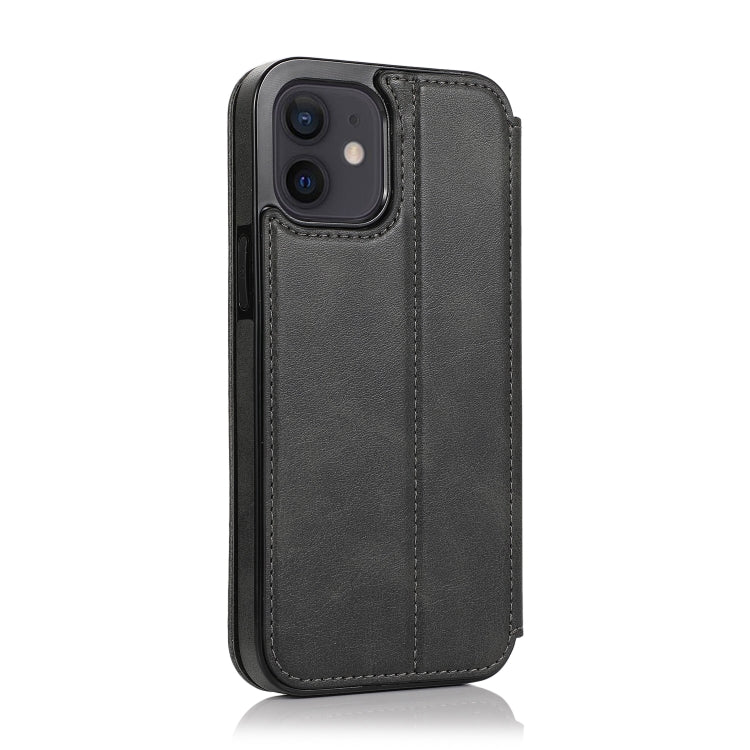 Strong Magnetic Closure PU + TPU Leather Case with Card Slots & Holder For iPhone 12 mini(Black)