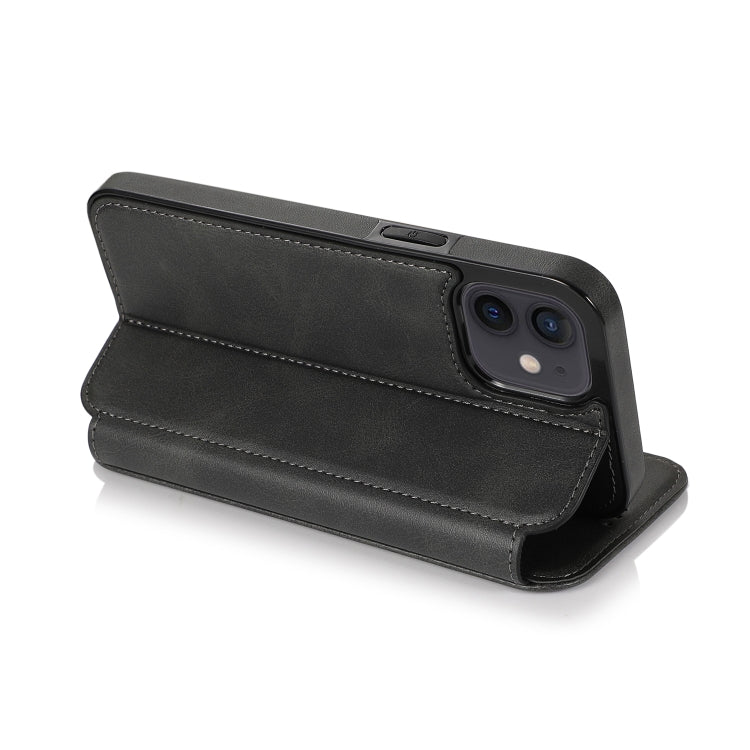 Strong Magnetic Closure PU + TPU Leather Case with Card Slots & Holder For iPhone 12 mini(Black)