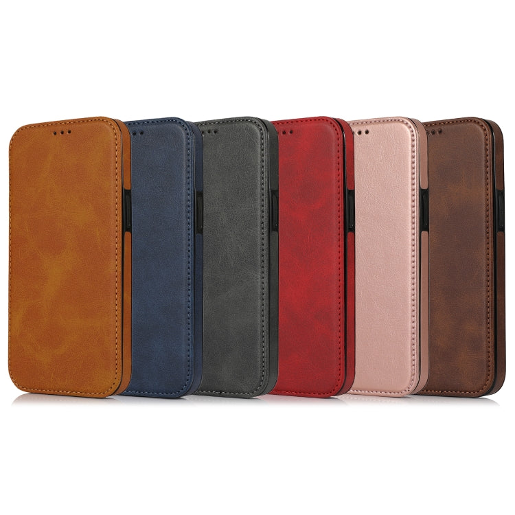 Strong Magnetic Closure PU + TPU Leather Case with Card Slots & Holder For iPhone 12 mini(Black)