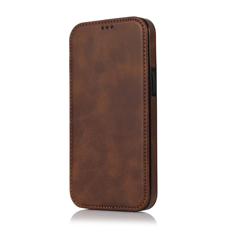 Strong Magnetic Closure PU + TPU Leather Case with Card Slots & Holder For iPhone 12 Pro Max(Brown)