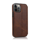 Strong Magnetic Closure PU + TPU Leather Case with Card Slots & Holder For iPhone 12 Pro Max(Brown)