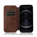 Strong Magnetic Closure PU + TPU Leather Case with Card Slots & Holder For iPhone 12 Pro Max(Brown)