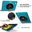 For iPad Air 2022 / 2020 10.9 360 Degree Rotation PC + TPU Protective Case with Holder & Hand-strap & Pen Slot(Light Blue)