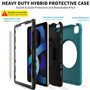 For iPad Air 2022 / 2020 10.9 360 Degree Rotation PC + TPU Protective Case with Holder & Hand-strap & Pen Slot(Light Blue)