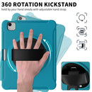 For iPad Air 2022 / 2020 10.9 360 Degree Rotation PC + TPU Protective Case with Holder & Hand-strap & Pen Slot(Light Blue)