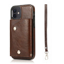 Shockproof PU + TPU Leather Case with Card Slots & Holder & Photo Frame & Wallet & Lanyard For iPhone 12 mini(Brown)