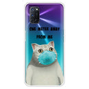 For OPPO A52 / A72 / A92 Colored Drawing Clear TPU Cover Protective Cases(Mask Cat)
