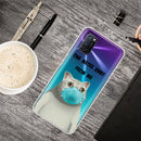 For OPPO A52 / A72 / A92 Colored Drawing Clear TPU Cover Protective Cases(Mask Cat)