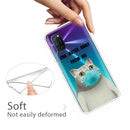 For OPPO A52 / A72 / A92 Colored Drawing Clear TPU Cover Protective Cases(Mask Cat)