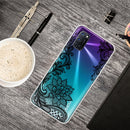For OPPO A52 / A72 / A92 Colored Drawing Clear TPU Cover Protective Cases(Black Rose)