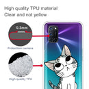 For OPPO A52 / A72 / A92 Colored Drawing Clear TPU Cover Protective Cases(Tilted Head Cat)