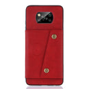 For Xiaomi Poco X3 Double Buckle PU + TPU Shockproof Magnetic Protective Case with Card Slots & Holder(Red)