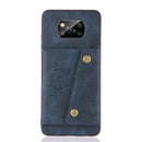 For Xiaomi Poco X3 Double Buckle PU + TPU Shockproof Magnetic Protective Case with Card Slots & Holder(Blue)