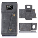 For Xiaomi Poco X3 Double Buckle PU + TPU Shockproof Magnetic Protective Case with Card Slots & Holder(Grey)