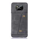 For Xiaomi Poco X3 Double Buckle PU + TPU Shockproof Magnetic Protective Case with Card Slots & Holder(Grey)