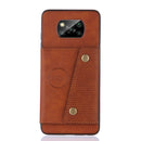For Xiaomi Poco X3 Double Buckle PU + TPU Shockproof Magnetic Protective Case with Card Slots & Holder(Light Brown)