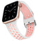 Two-tone Silicone Watch Band For Apple Watch Series 7 41mm / 6 & SE & 5 & 4 40mm / 3 & 2 & 1 38mm(White Pink)