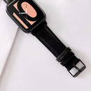 For OPPO Watch 46mm Plain Weave Leather Watch Band(Black)