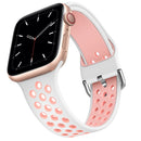 Two-tone Silicone Watch Band For Apple Watch Series 7 45mm / 6 & SE & 5 & 4 44mm / 3 & 2 & 1 42mm(White Pink)