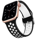 Two-tone Silicone Watch Band For Apple Watch Series 7 45mm / 6 & SE & 5 & 4 44mm / 3 & 2 & 1 42mm(Black White)