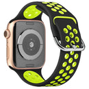 Two-tone Silicone Watch Band For Apple Watch Series 7 45mm / 6 & SE & 5 & 4 44mm / 3 & 2 & 1 42mm(Black Green)