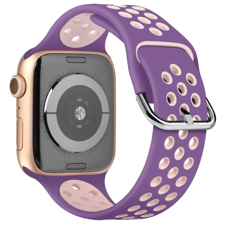 Two-tone Silicone Watch Band For Apple Watch Series 7 45mm / 6 & SE & 5 & 4 44mm / 3 & 2 & 1 42mm(Purple Light Pink)