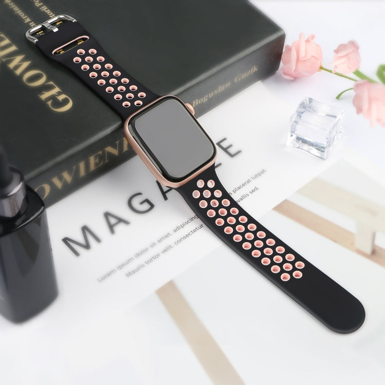 Two-tone Silicone Watch Band For Apple Watch Series 7 45mm / 6 & SE & 5 & 4 44mm / 3 & 2 & 1 42mm(Purple Light Pink)