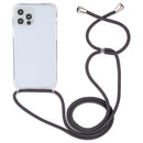 For iPhone 12 Pro Max Transparent Acrylic Airbag Shockproof Phone Protective Case with Lanyard(Dark Grey)