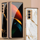 For Samsung Galaxy Z Fold2 GKK Electroplating Painted Glass Case(Woven Red Pattern)