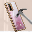 For Samsung Galaxy Z Fold2 GKK Electroplating Painted Glass Case(Gold Line White)