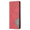 For Nokia 2.4 Rhombus Texture Horizontal Flip Magnetic Leather Case with Holder & Card Slots(Red)
