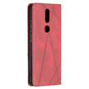 For Nokia 2.4 Rhombus Texture Horizontal Flip Magnetic Leather Case with Holder & Card Slots(Red)