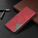 For Nokia 2.4 Rhombus Texture Horizontal Flip Magnetic Leather Case with Holder & Card Slots(Red)