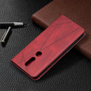 For Nokia 2.4 Rhombus Texture Horizontal Flip Magnetic Leather Case with Holder & Card Slots(Red)
