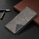 For Nokia 2.4 Rhombus Texture Horizontal Flip Magnetic Leather Case with Holder & Card Slots(Grey)