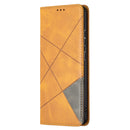 For Nokia 2.4 Rhombus Texture Horizontal Flip Magnetic Leather Case with Holder & Card Slots(Yellow)