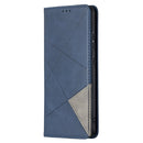 For Nokia 2.4 Rhombus Texture Horizontal Flip Magnetic Leather Case with Holder & Card Slots(Blue)