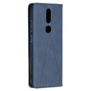 For Nokia 2.4 Rhombus Texture Horizontal Flip Magnetic Leather Case with Holder & Card Slots(Blue)