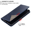 For Nokia 2.4 Rhombus Texture Horizontal Flip Magnetic Leather Case with Holder & Card Slots(Blue)