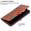 For Nokia 2.4 Rhombus Texture Horizontal Flip Magnetic Leather Case with Holder & Card Slots(Brown)
