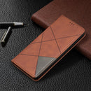 For Nokia 2.4 Rhombus Texture Horizontal Flip Magnetic Leather Case with Holder & Card Slots(Brown)