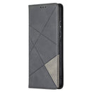 For Nokia 2.4 Rhombus Texture Horizontal Flip Magnetic Leather Case with Holder & Card Slots(Black)