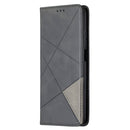 For Xiaomi Mi 10T / 10 Pro 5G Rhombus Texture Horizontal Flip Magnetic Leather Case with Holder & Card Slots(Black)