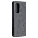For Xiaomi Mi 10T / 10 Pro 5G Rhombus Texture Horizontal Flip Magnetic Leather Case with Holder & Card Slots(Black)