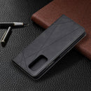 For Xiaomi Mi 10T / 10 Pro 5G Rhombus Texture Horizontal Flip Magnetic Leather Case with Holder & Card Slots(Black)