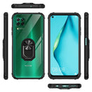 For Huawei P40 Lite Shockproof Transparent TPU + Acrylic Protective Case with Ring Holder(Black)